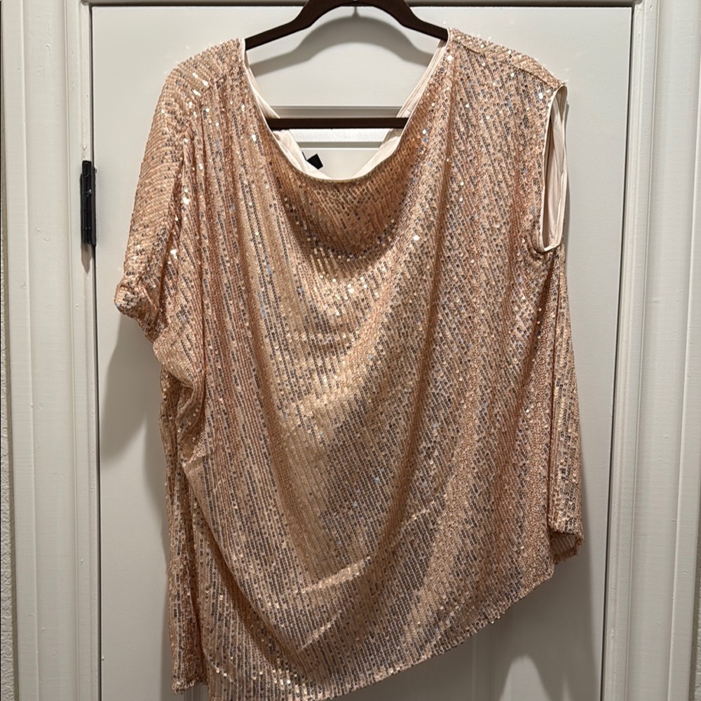 Sequin Embellished Women's Top - Rose Gold